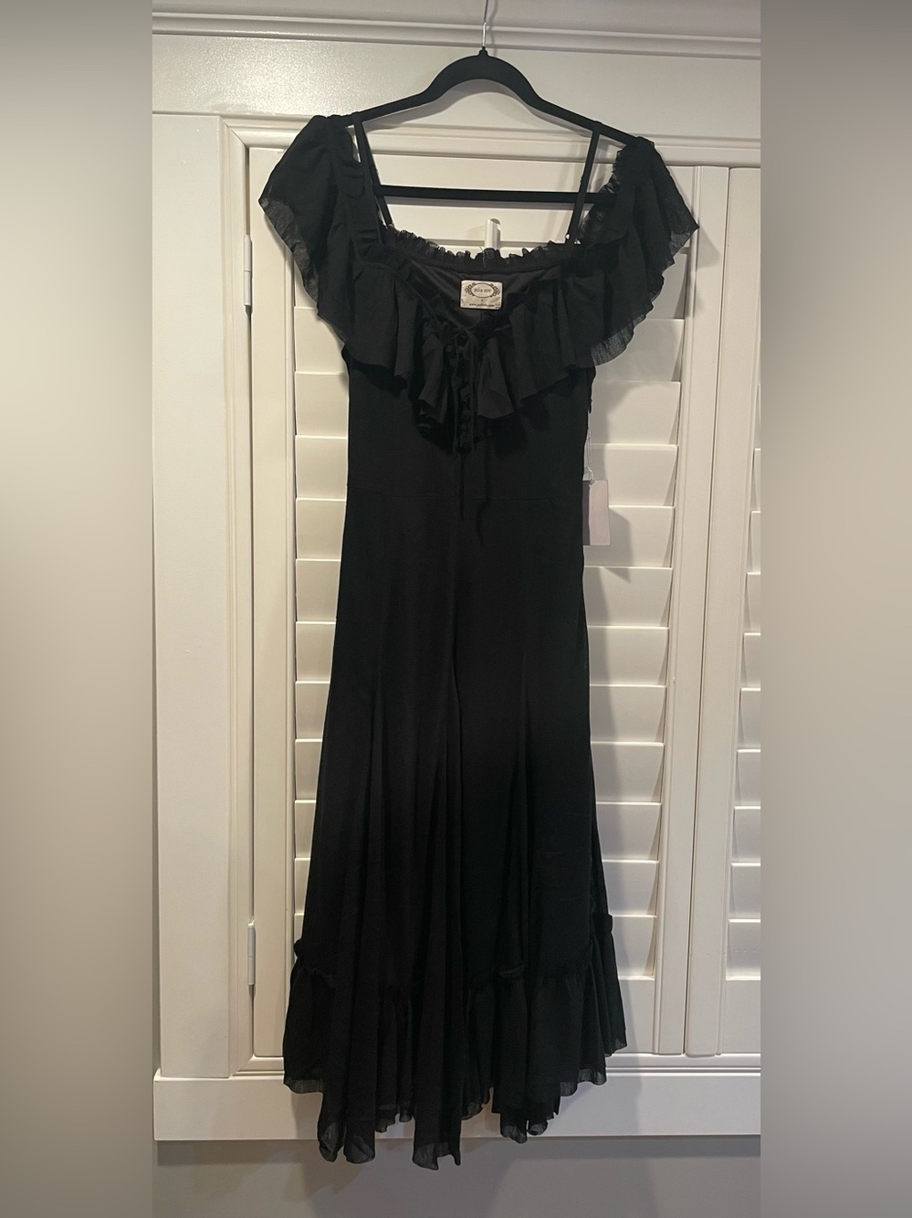 Joyfolie Black Off-Shoulder Ruffle Maxi Dress NWT - Small